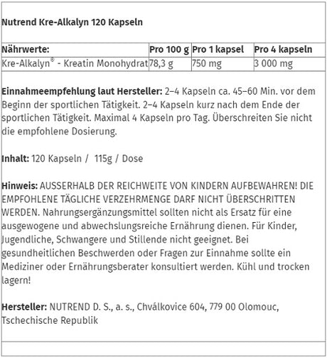Nutrend Kre-Alkalyn 120 Caps