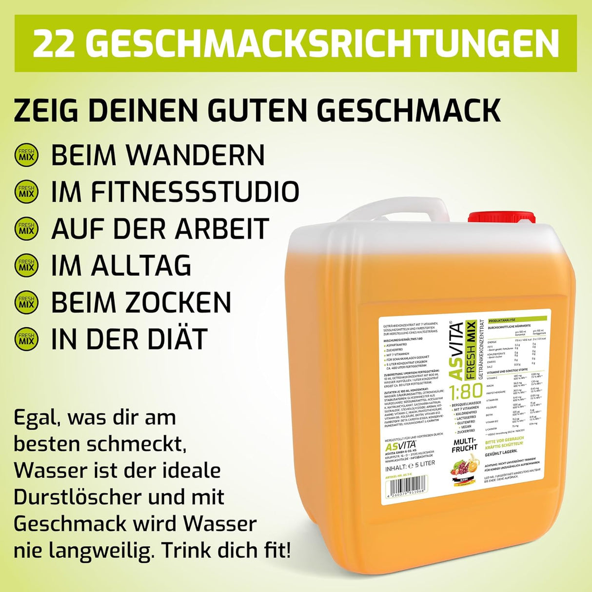 ASVita Fresh Mix Mineralgetränk 1:80 - 5L